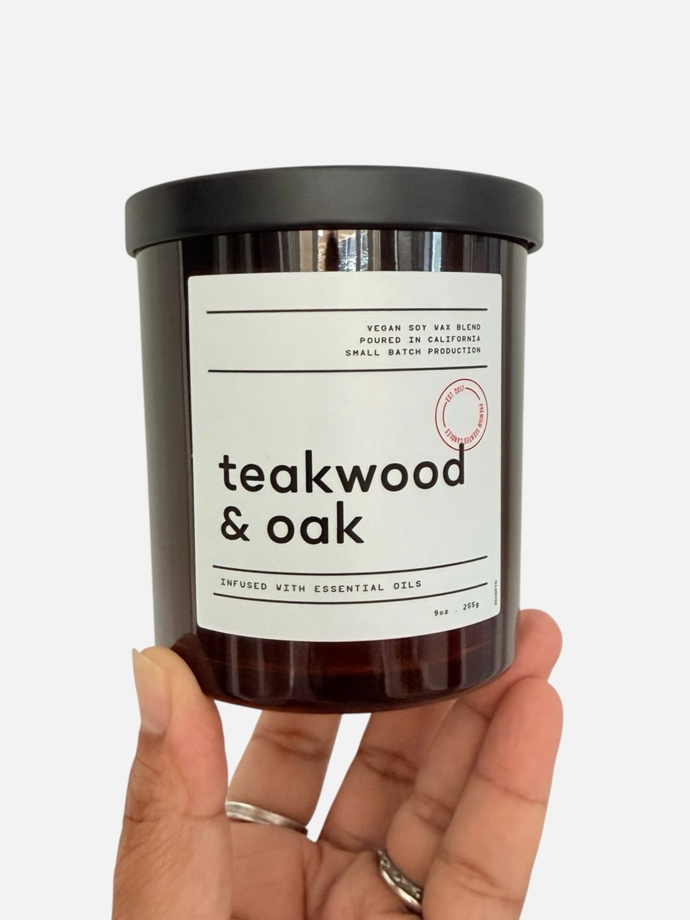 Leoben Company Teakwood & Oak Luxury Scented Candle - Brown